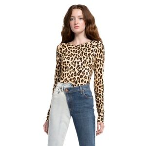 Alice + Olivia Delaina Crop Top Textured Leopard size L